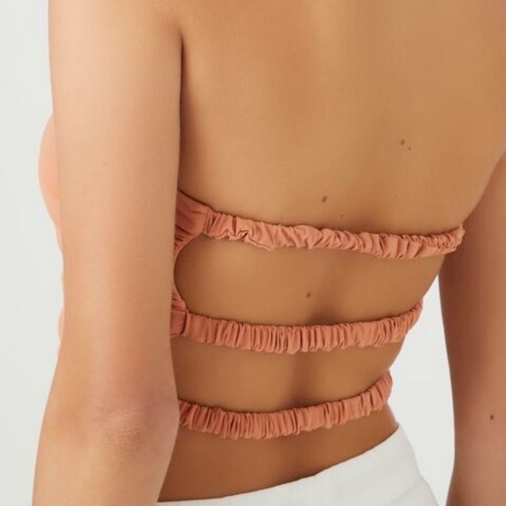 New. Strappy Backless Top in Peach